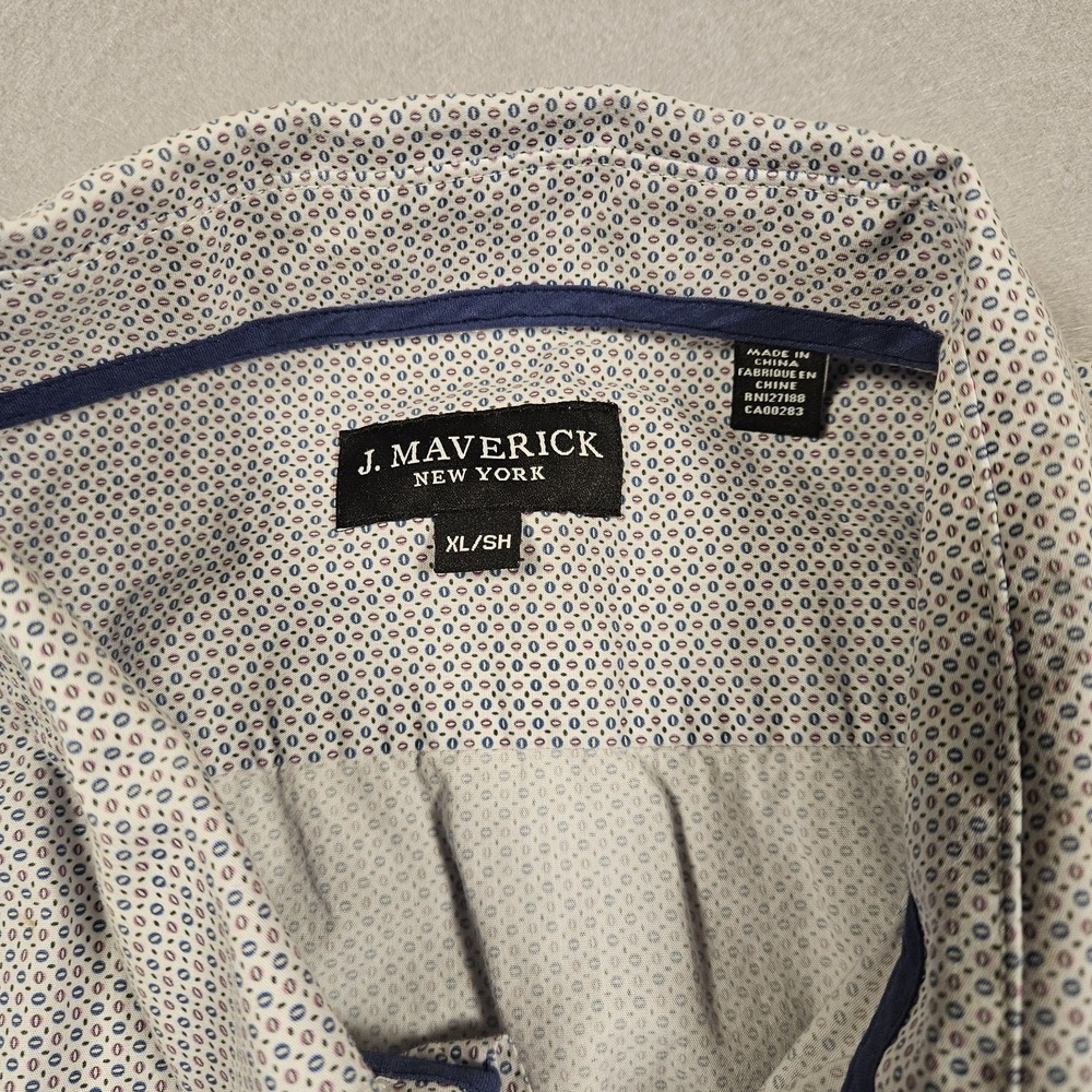 J. Maverick Shirt Short Sleeve Geometric Microprint XL - Picture 2 of 7